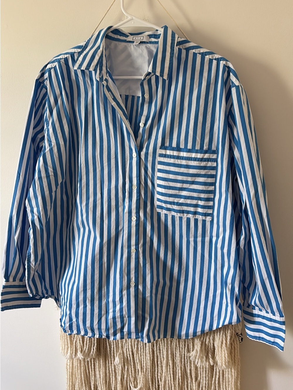 AYR The Deep End Button Down Shirt in Dark Blue Stripe XL - Picture 2 of 4